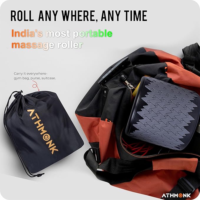 Athmonk Expandable Massage Roller - Foam Roller For Exercise & Physiotherapy - Back Massager Roller - Portable 3D Massager Roller for Body with Compact ABS Structure - 200 kg Weight Capacity - 35cm